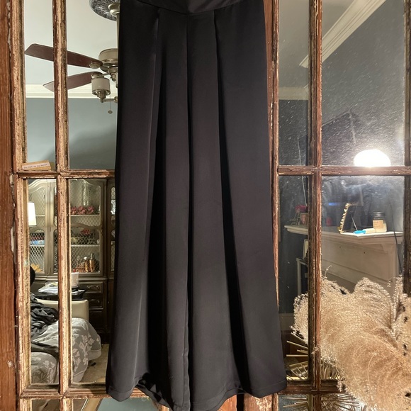 Victoria's Secret Pants - VICTORIA SECRET satin wide leg pants, black. NWT. Sz M